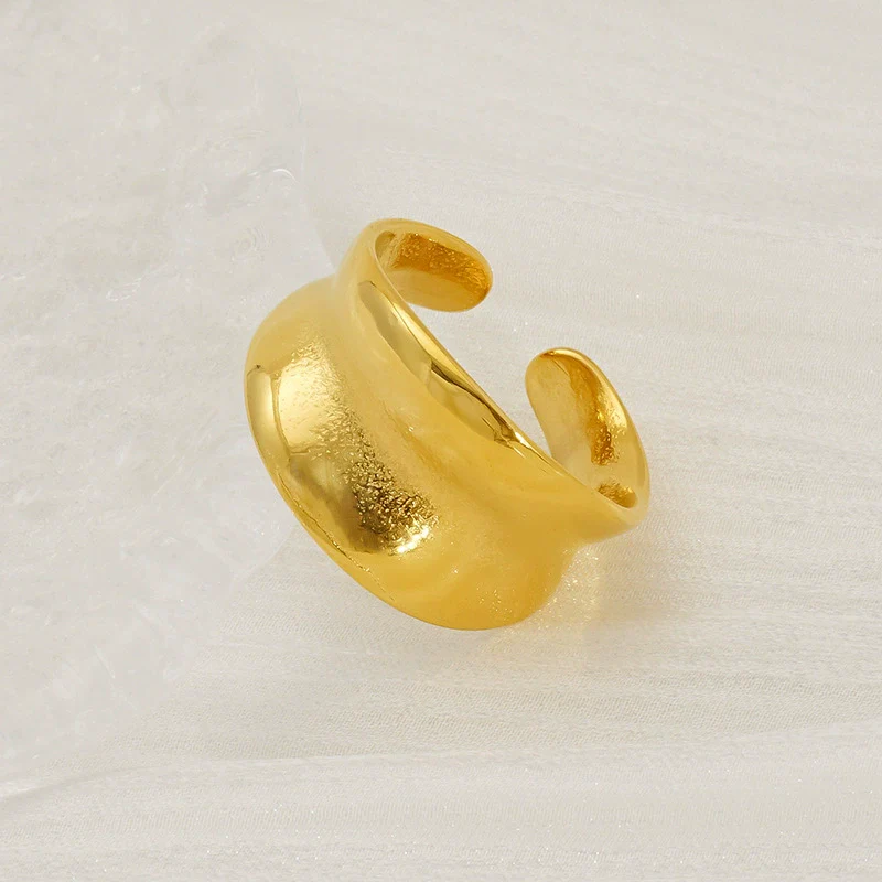 Wholesale Women's 316L Stainless Steel Geometric Drop Shape Open Ring With Electroplating - Image 3