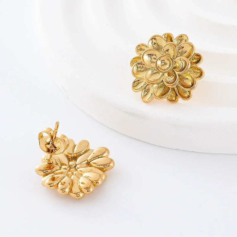 Wholesale Women's Stainless Steel Geometric Earrings With Electroplating And Cream Sweet Girl Style - Image 4
