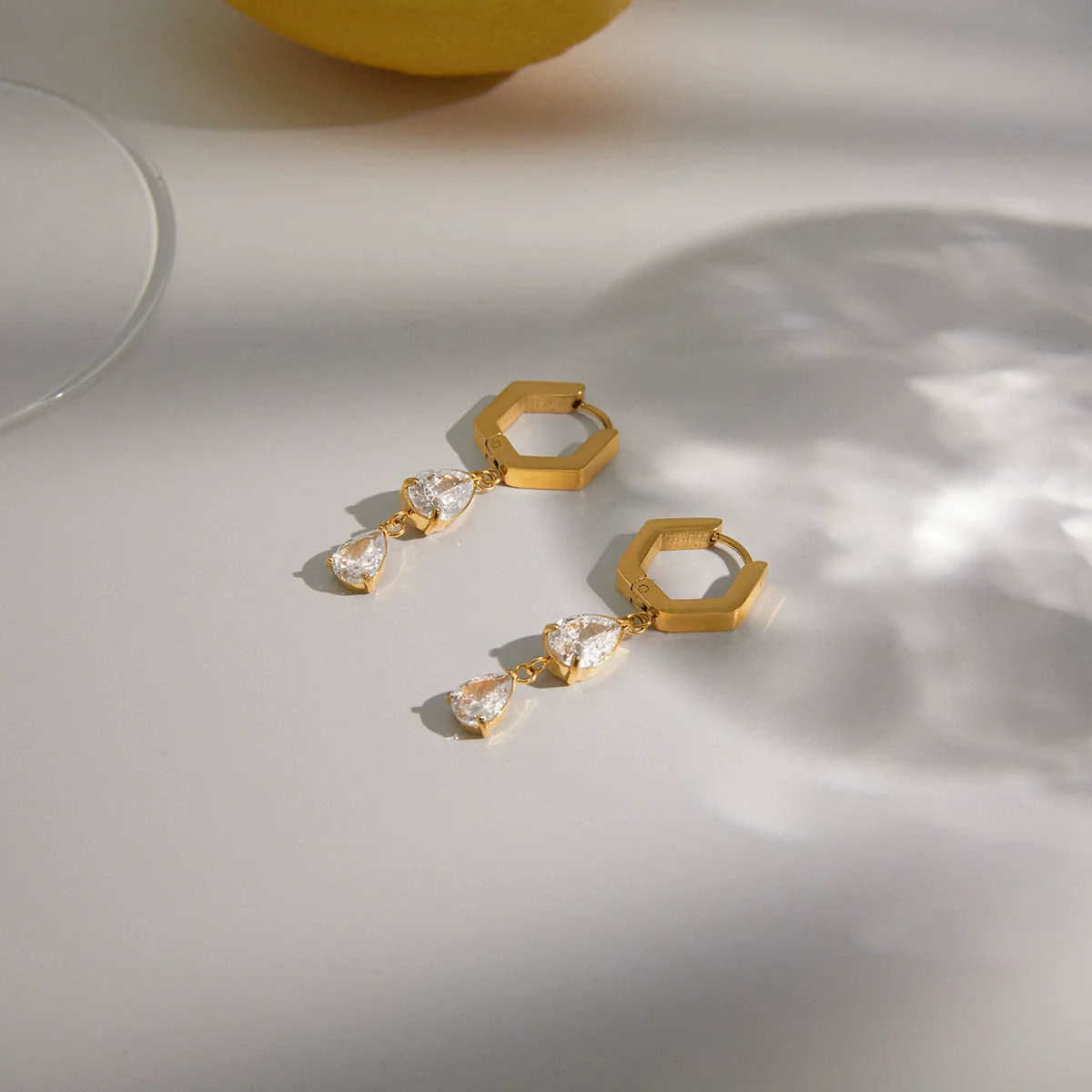 Wholesale Women's Stainless Steel Geometric Electroplated Earrings - Image 3