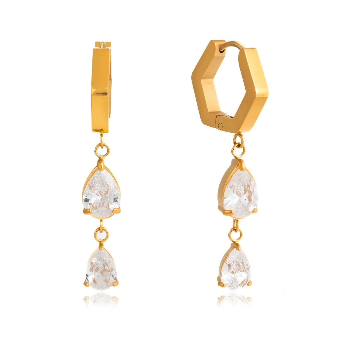 Wholesale Women's Stainless Steel Geometric Electroplated Earrings - Image 5