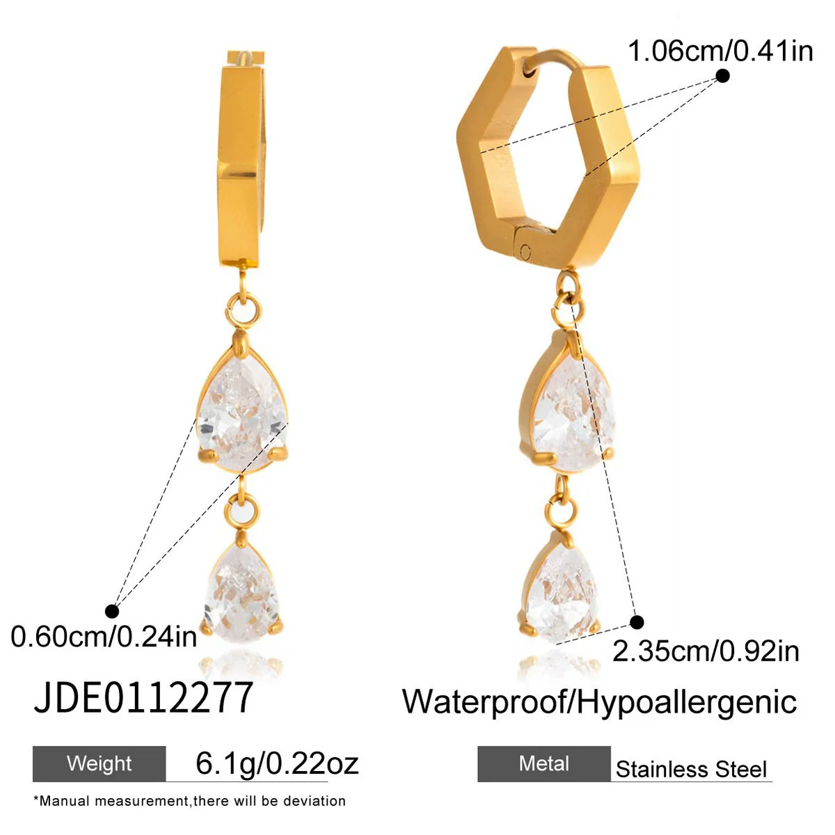 Wholesale Women's Stainless Steel Geometric Electroplated Earrings - Image 6