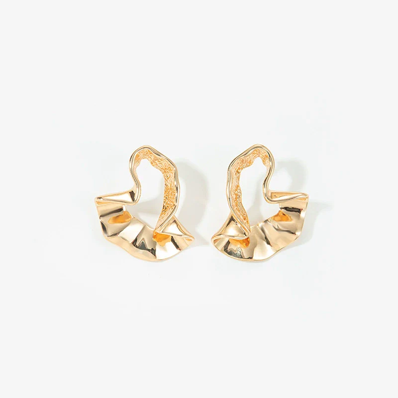 Wholesale Women's Stainless Steel Geometric Fan Shaped Earrings With Electroplating And Hollow Design Street Style - Image 4