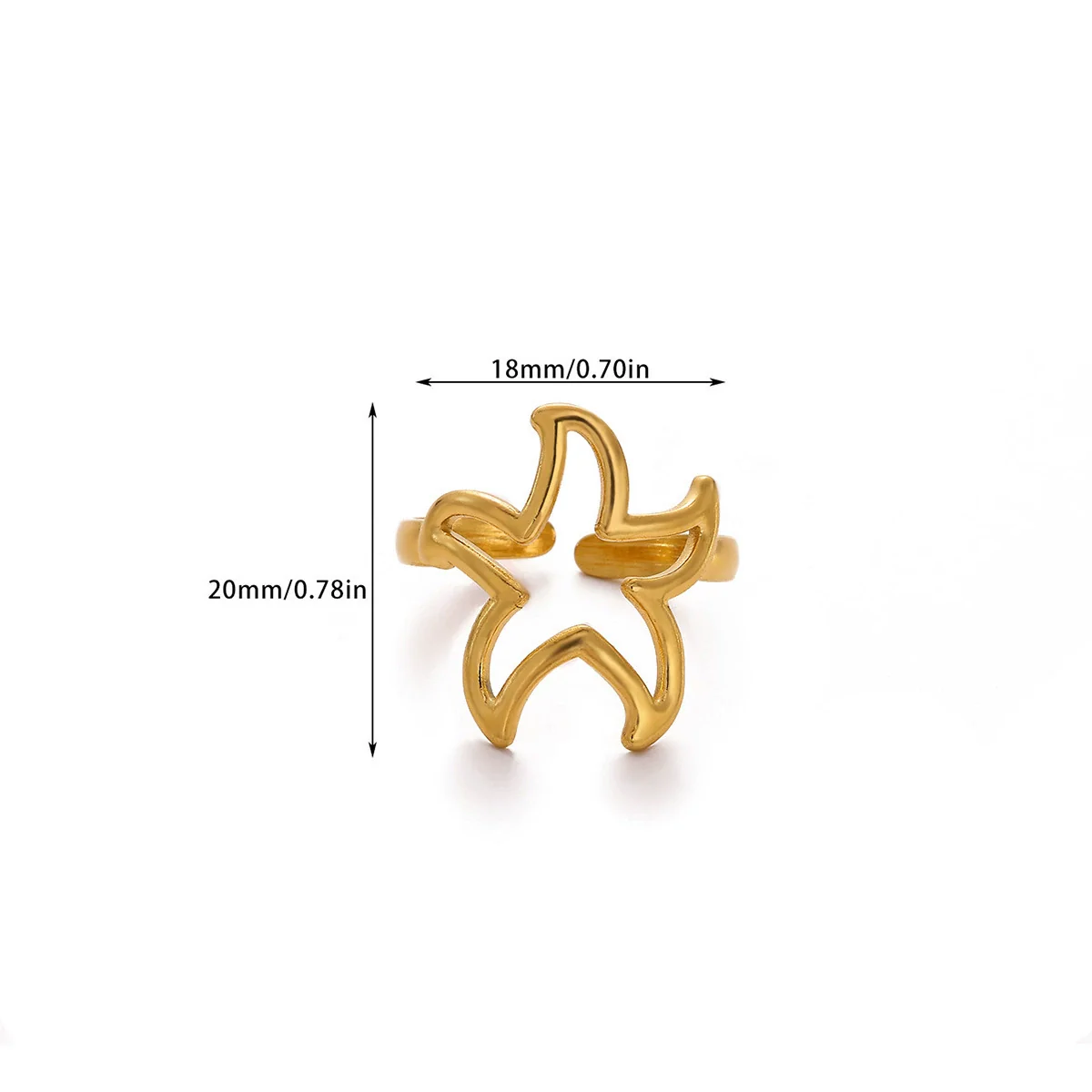 Wholesale Women's Stainless Steel Geometric Heart Shape Imitation Pearl Zircon Ring Inlaid With Gold And Plated With 18K Gold Flower Star Open Ring - Image 11