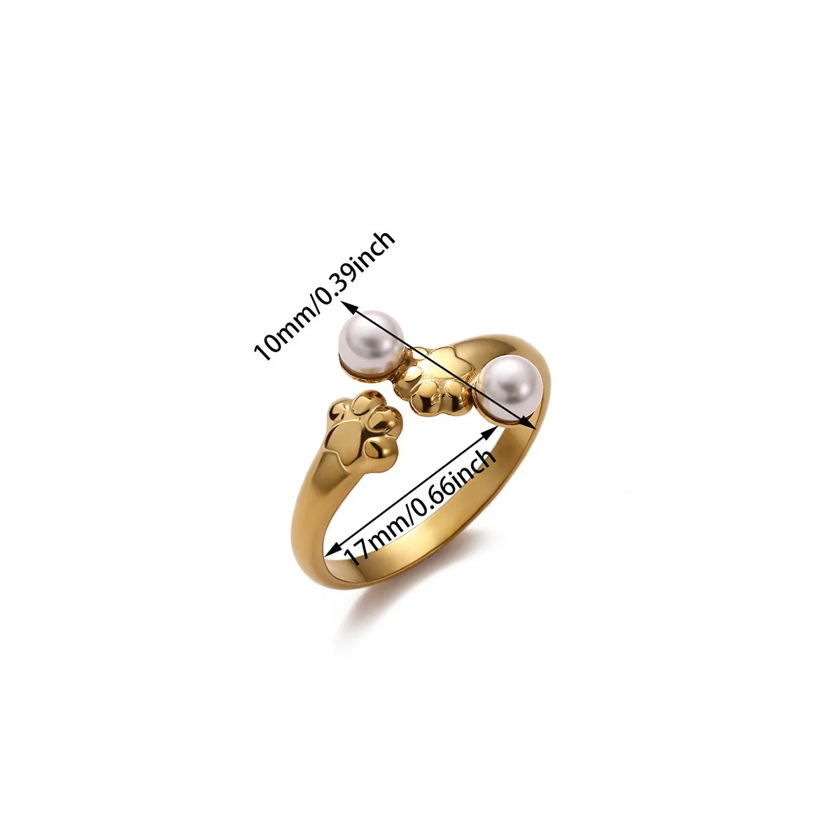 Wholesale Women's Stainless Steel Geometric Heart Shape Imitation Pearl Zircon Ring Inlaid With Gold And Plated With 18K Gold Flower Star Open Ring - Image 13