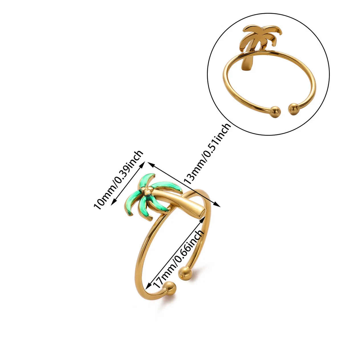 Wholesale Women's Stainless Steel Geometric Heart Shape Imitation Pearl Zircon Ring Inlaid With Gold And Plated With 18K Gold Flower Star Open Ring - Image 14