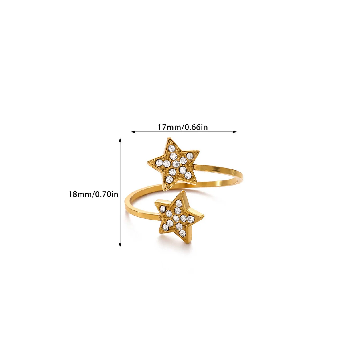 Wholesale Women's Stainless Steel Geometric Heart Shape Imitation Pearl Zircon Ring Inlaid With Gold And Plated With 18K Gold Flower Star Open Ring - Image 9