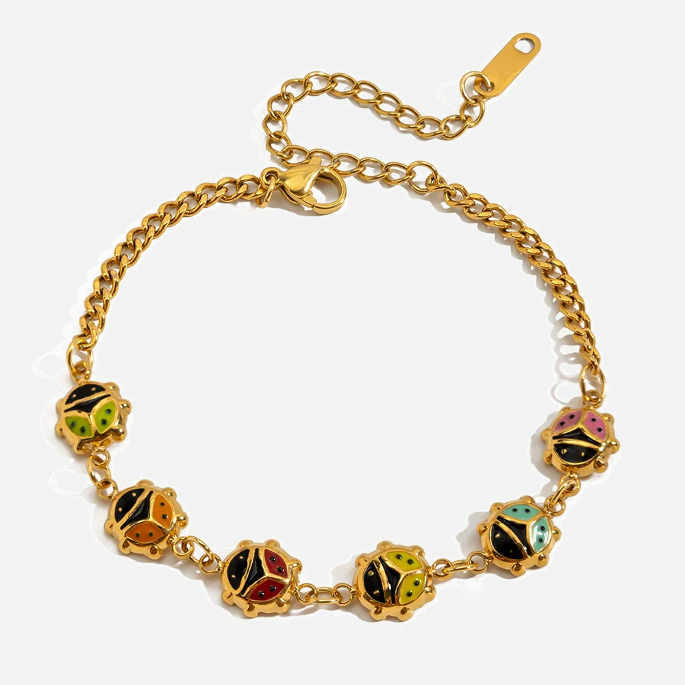 Wholesale Women's Stainless Steel Geometric Insect Bracelet And Clavicle Chain With Electroplating - Image 5