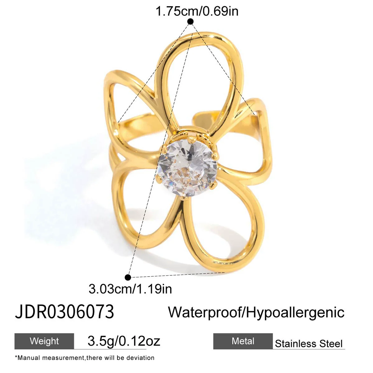 Wholesale Women's Stainless Steel Geometric Ring With Pvd Furnace Vacuum Real Gold Plating - Image 12