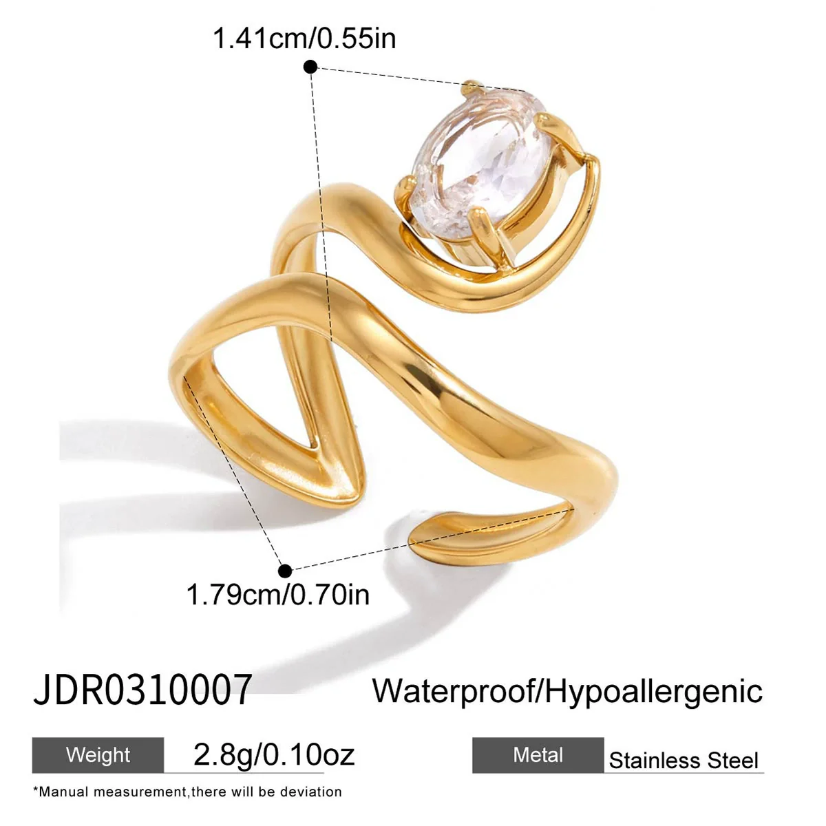 Wholesale Women's Stainless Steel Geometric Ring With Pvd Furnace Vacuum Real Gold Plating - Image 8