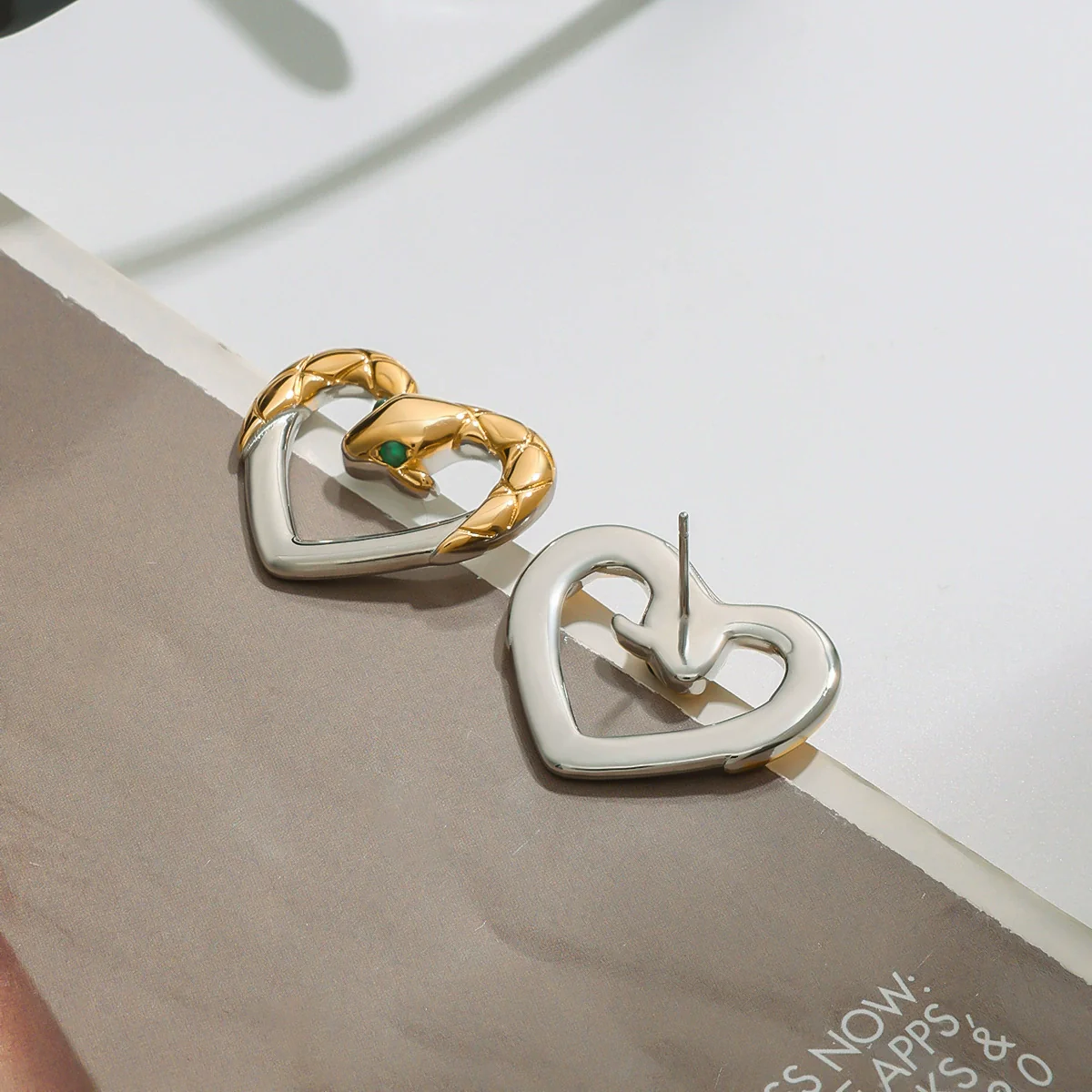 Wholesale Women's Stainless Steel Geometric Snake Earrings With Electroplating Jewelry - Image 4