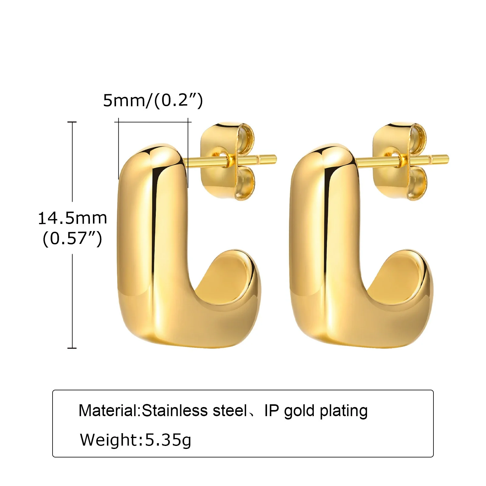 Wholesale Women's Stainless Steel Geometric Square Earrings With Gold Color Electroplating - Image 4