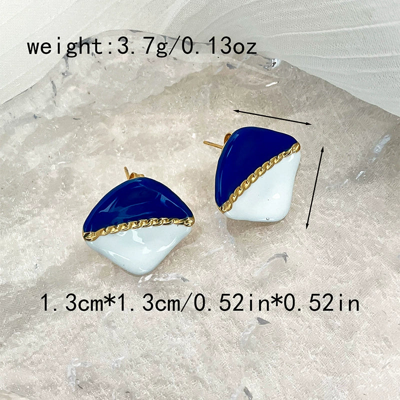 Wholesale Women's Stainless Steel Geometric Vintage Fashion Electroplated Earrings - Image 6