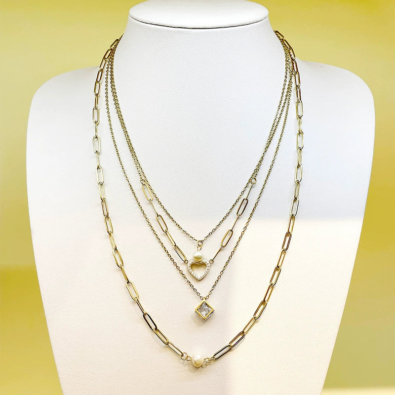 Wholesale Women's Stainless Steel Goldplated Fashion Flower Necklace With Electroplating Treatment - Image 4