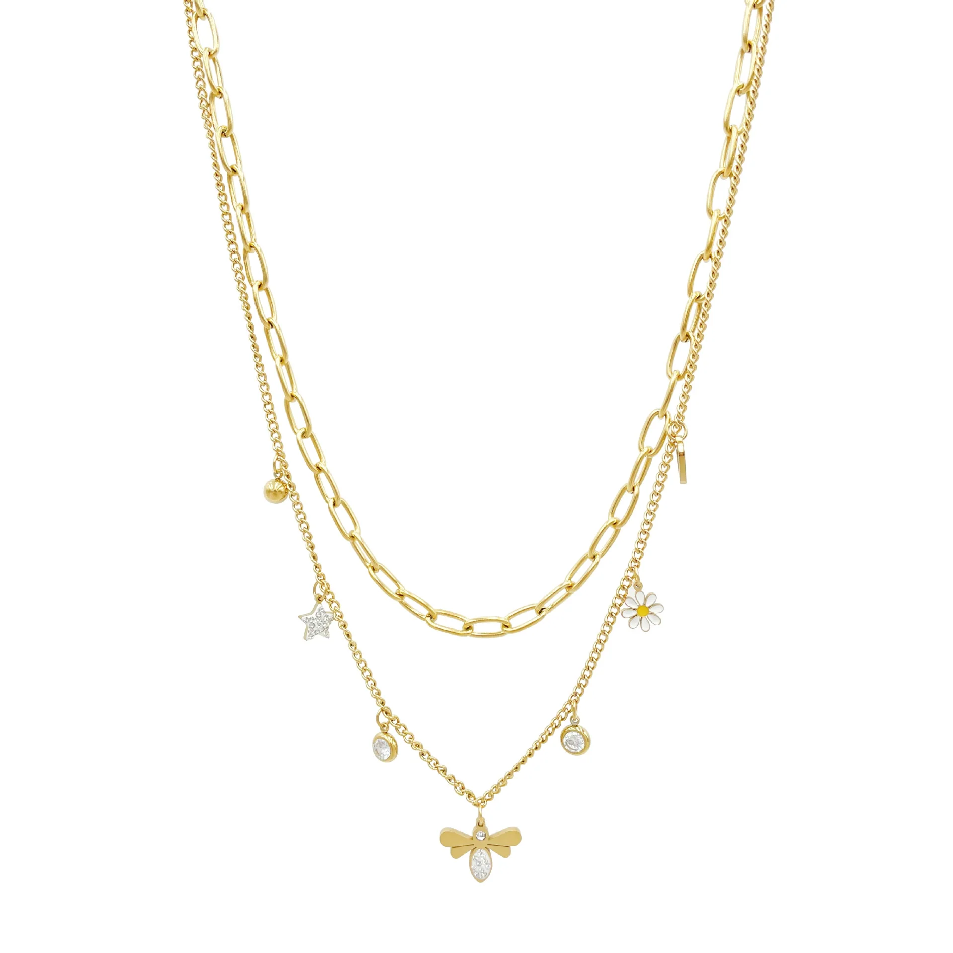 Wholesale Women's Stainless Steel Goldplated Fashion Flower Necklace With Electroplating Treatment - Image 5