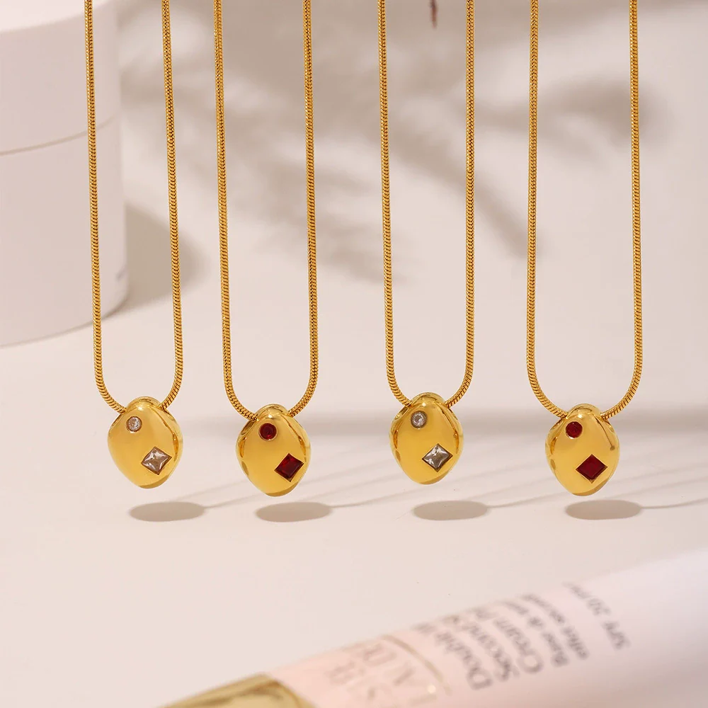 Wholesale Women's Stainless Steel Goldplated Ferris Wheel Irregular Shaped Inlaid Geometric Zircon Clavicle Necklace And Earrings Set - Image 2