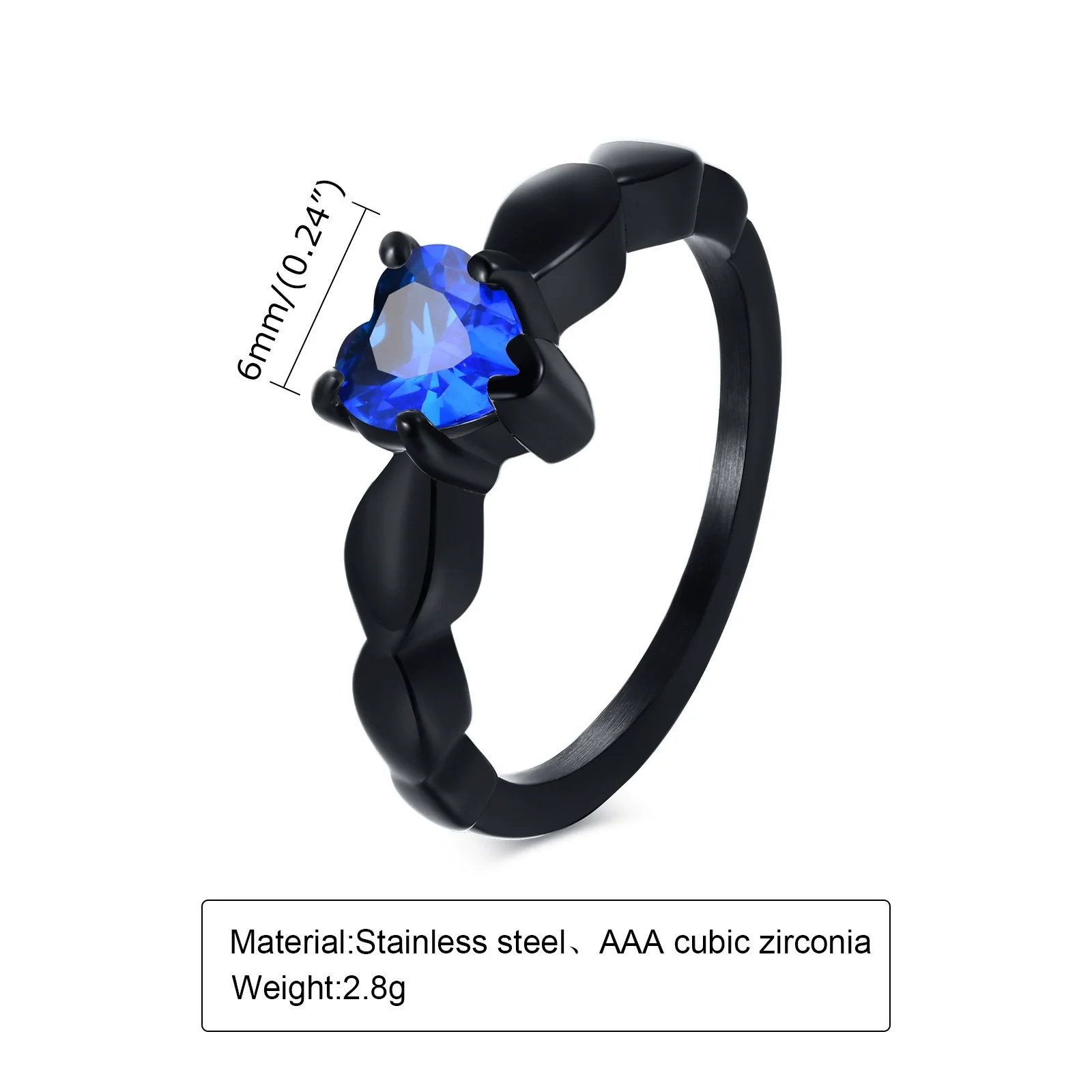 Wholesale Women's Stainless Steel Heartshaped Zircon Casting Ring Simple Style - Image 2