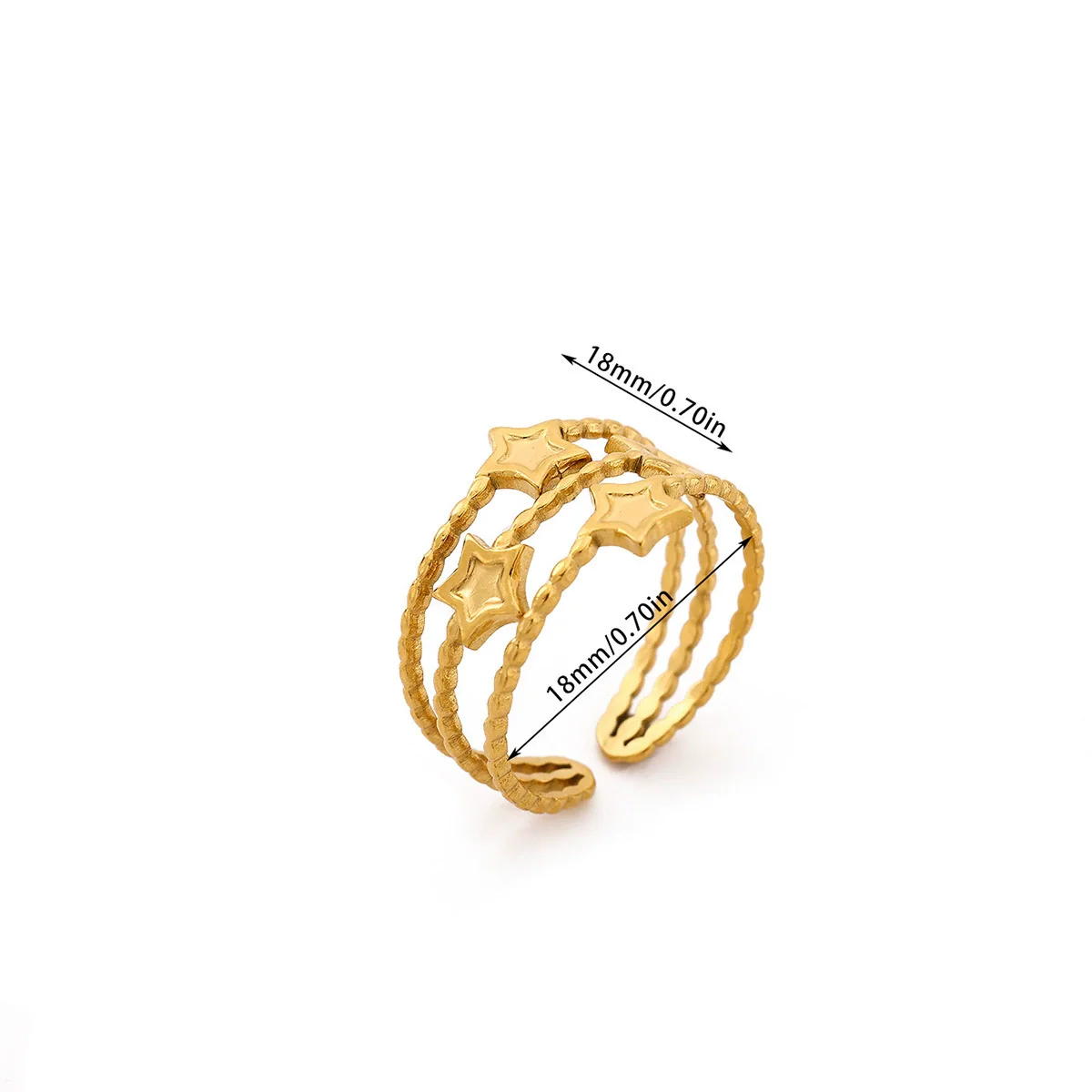 Wholesale Women's Stainless Steel Imitation Pearl Multilayer Zircon 18K Gold Plated Heart Shape Geometric Inlaid With Gold Open Ring - Image 12