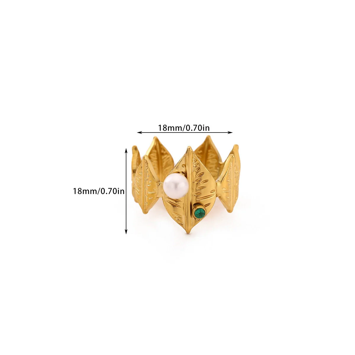 Wholesale Women's Stainless Steel Imitation Pearl Multilayer Zircon 18K Gold Plated Heart Shape Geometric Inlaid With Gold Open Ring - Image 14