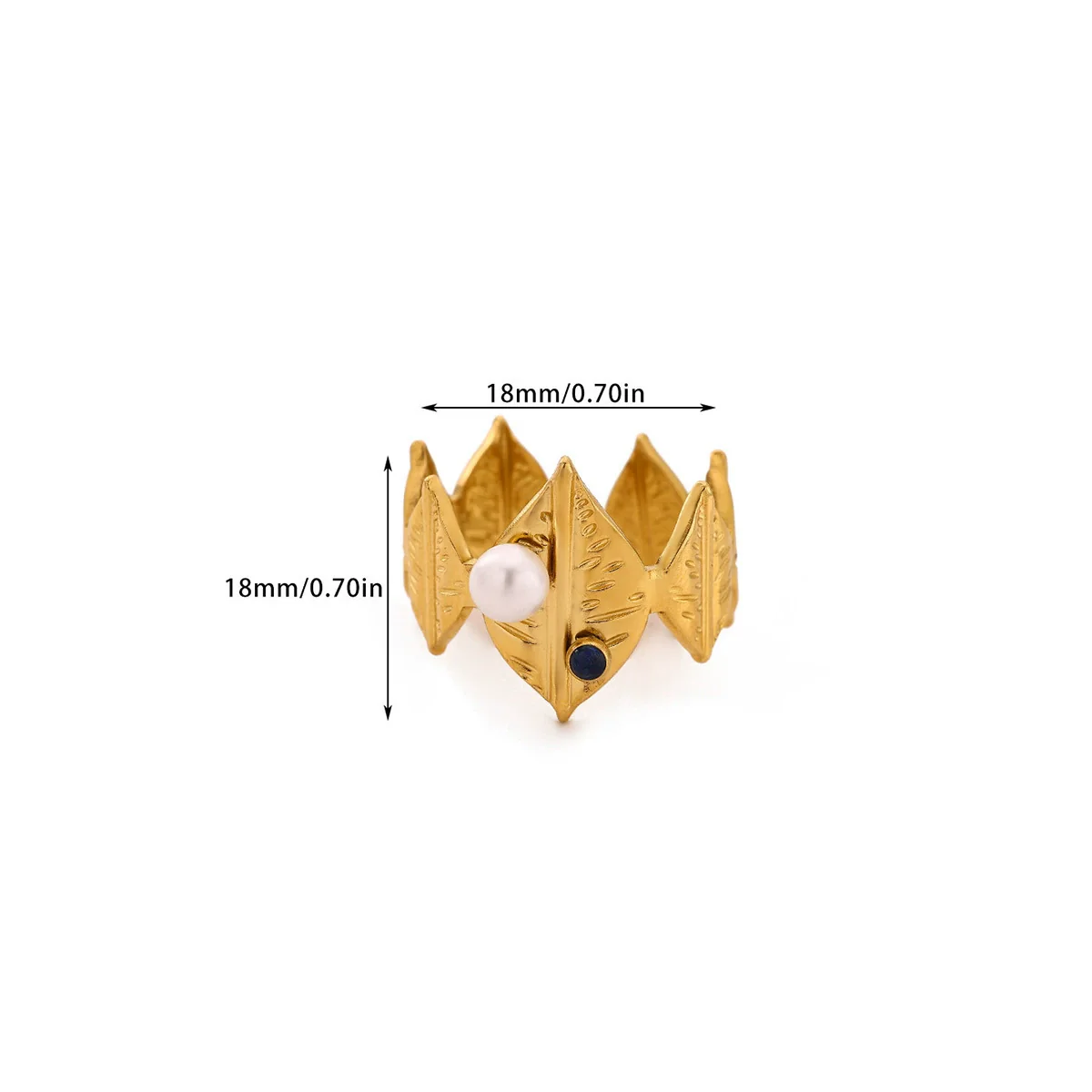 Wholesale Women's Stainless Steel Imitation Pearl Multilayer Zircon 18K Gold Plated Heart Shape Geometric Inlaid With Gold Open Ring - Image 15