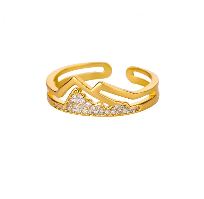 Wholesale Women's Stainless Steel Imitation Pearl Multilayer Zircon 18K Gold Plated Heart Shape Geometric Inlaid With Gold Open Ring - Image 16