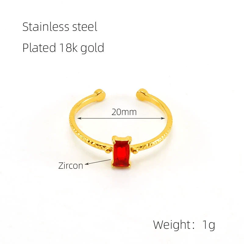 Wholesale Women's 316L Stainless Steel Inlaid Zircon Square Geometric Electroplated Ring - Image 8
