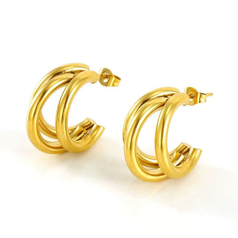 Wholesale Women's 316L Stainless Steel Irregular Avantgarde Design 18K Goldplated Earrings - Image 5