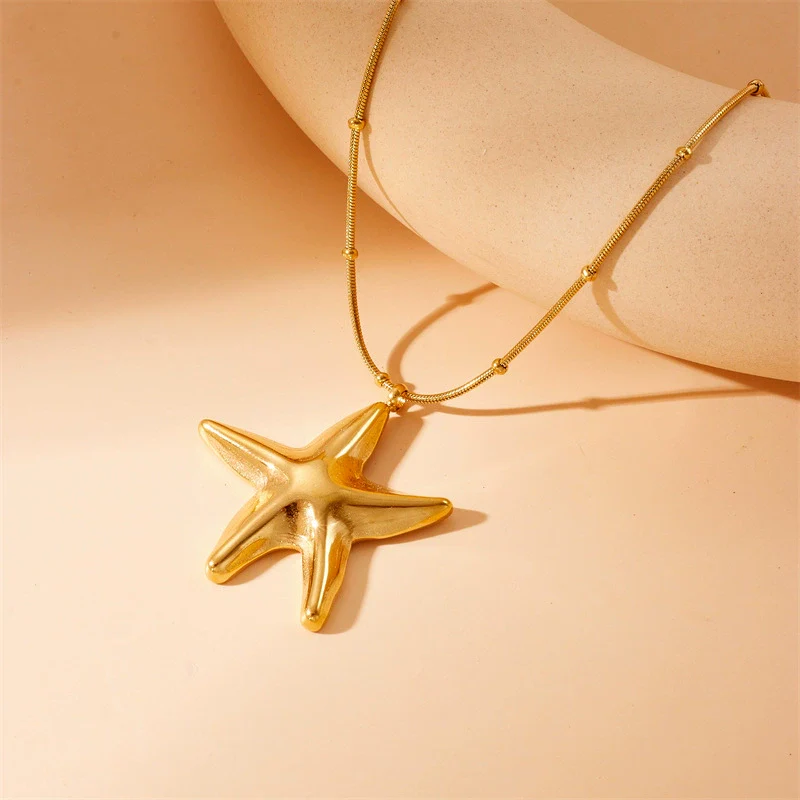 Wholesale Women's Star Shape Stainless Steel Electroplated Snake Bone Chain Necklace - Image 4