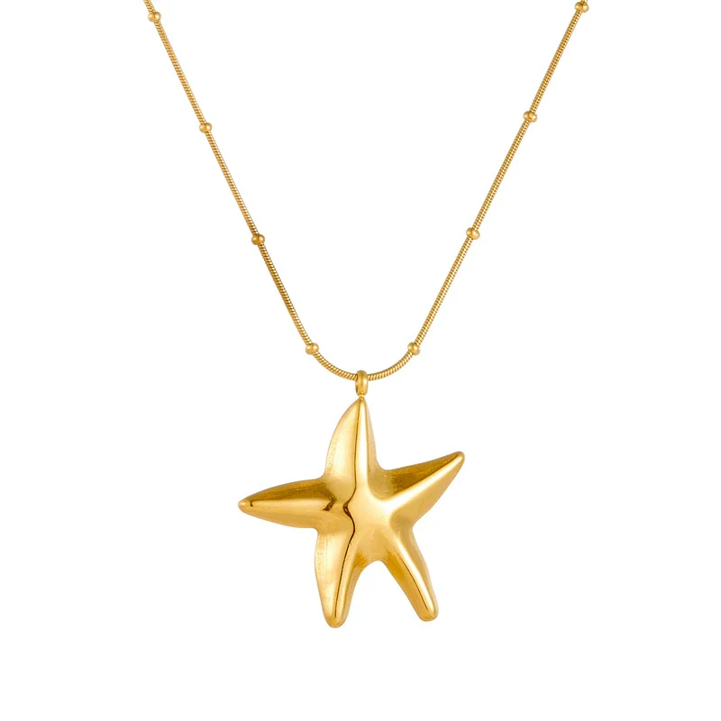 Wholesale Women's Star Shape Stainless Steel Electroplated Snake Bone Chain Necklace - Image 5