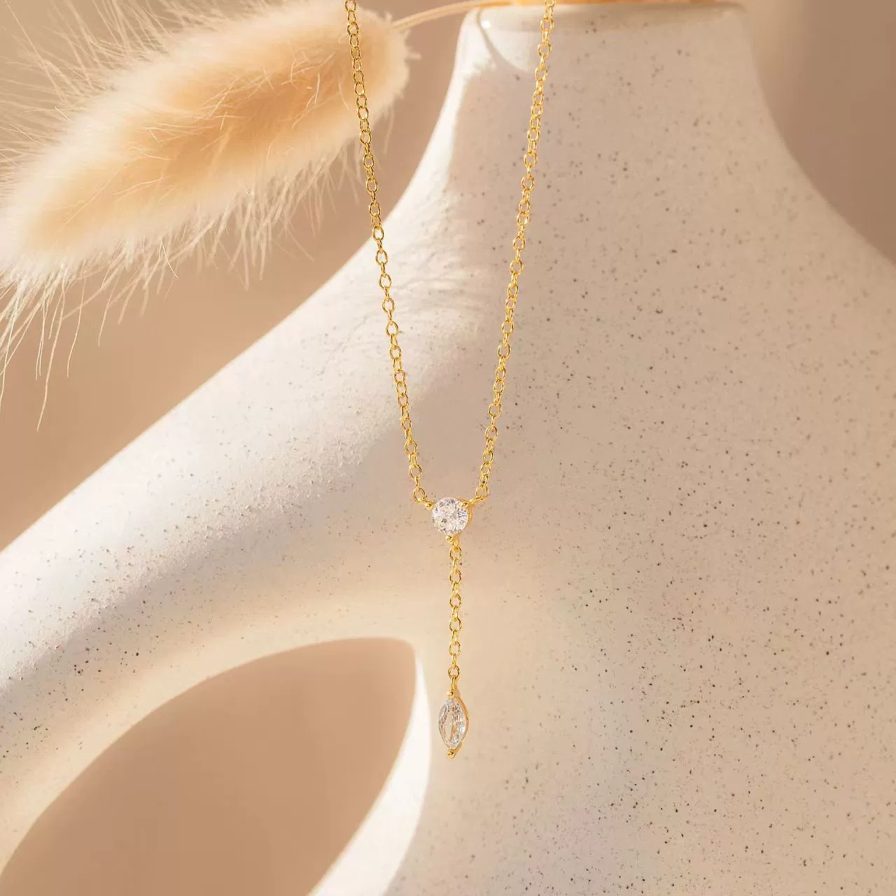 Wholesale Women's Sterling Silver 925 Silver Yshaped Necklace With Drop Shape Letters Numbers Text Pattern 14K Gold Plated And Zirconia Design