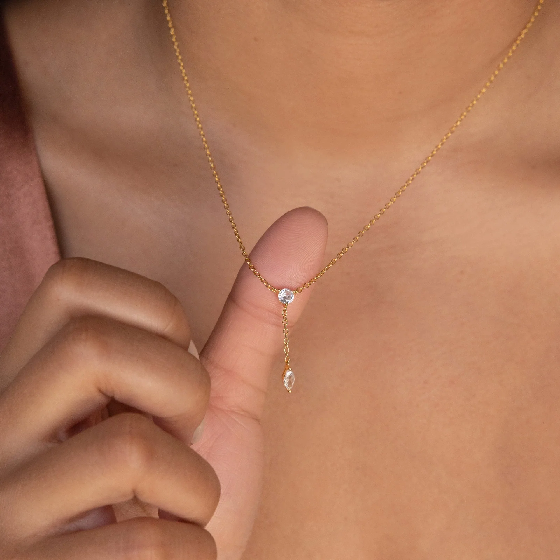 Wholesale Women's Sterling Silver 925 Silver Yshaped Necklace With Drop Shape Letters Numbers Text Pattern 14K Gold Plated And Zirconia Design - Image 4