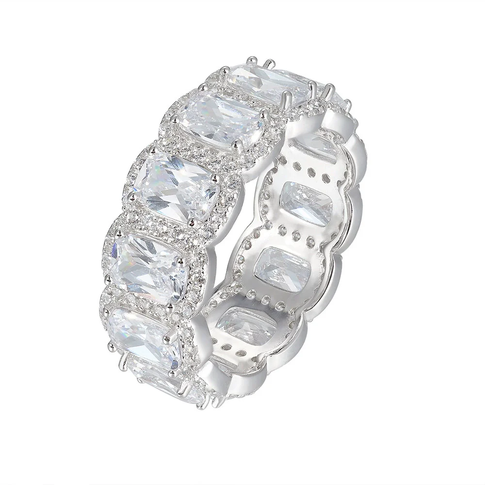 Wholesale Women's Sterling Silver Geometric Diamond Ring And Bracelet - Image 5