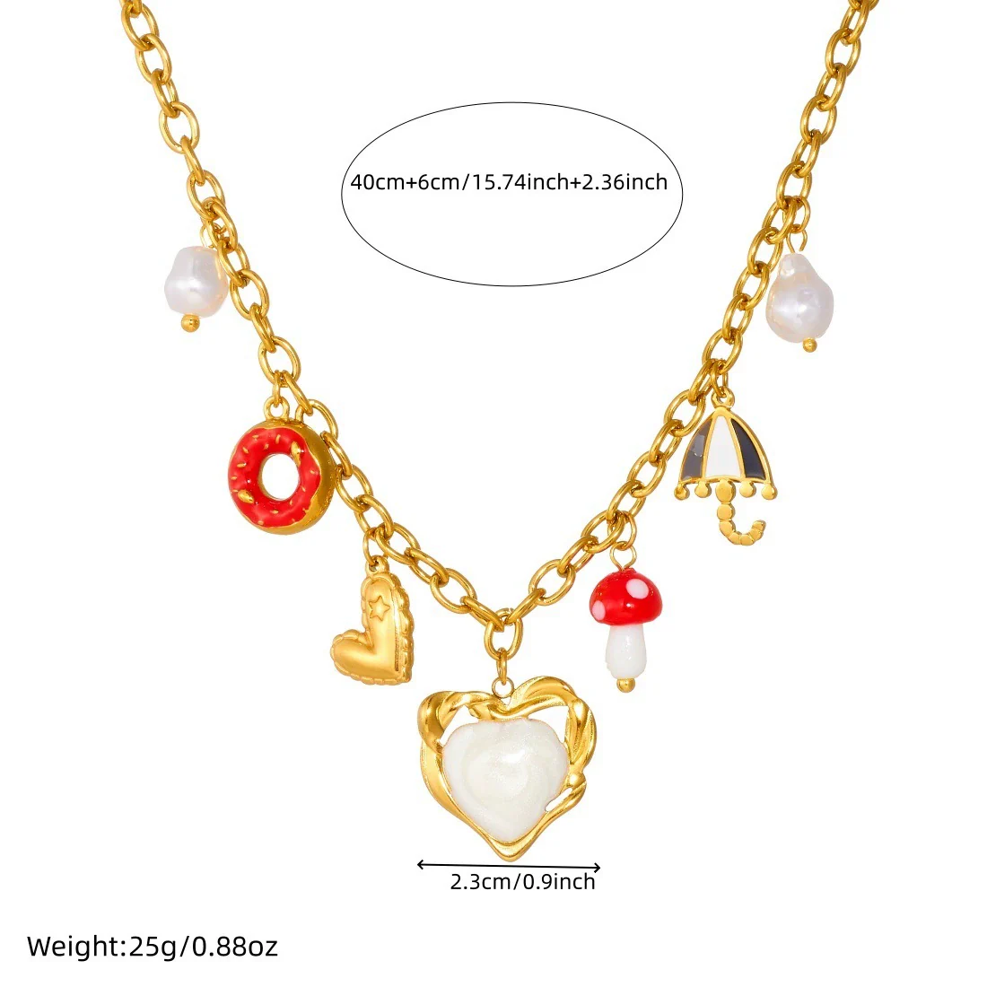 Wholesale Women's Sweet And Cool Style Heart Shape Stainless Steel Electroplated Pendant Necklace With Oshaped Chain - Image 4