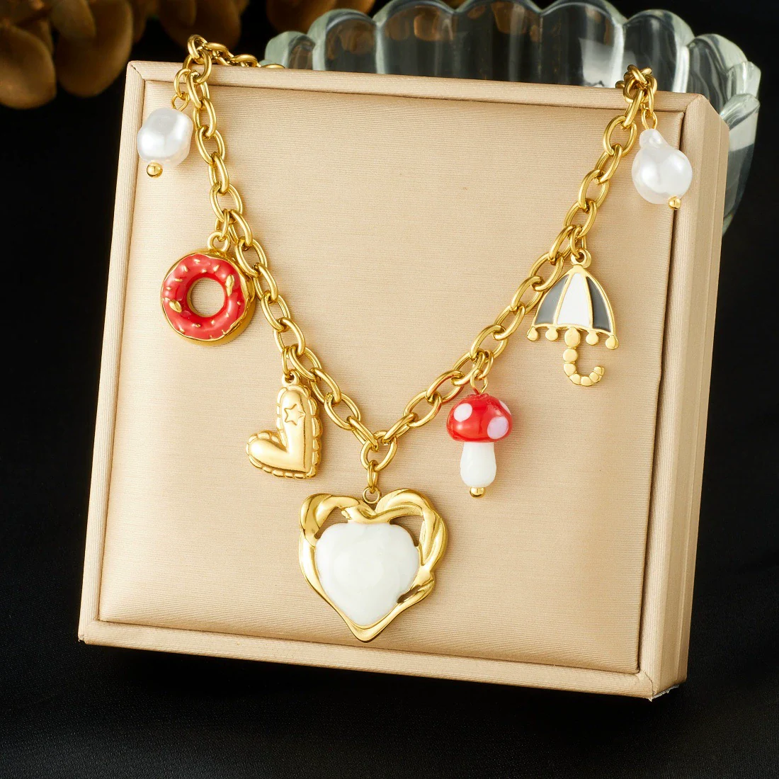 Wholesale Women's Sweet And Cool Style Heart Shape Stainless Steel Electroplated Pendant Necklace With Oshaped Chain - Image 6