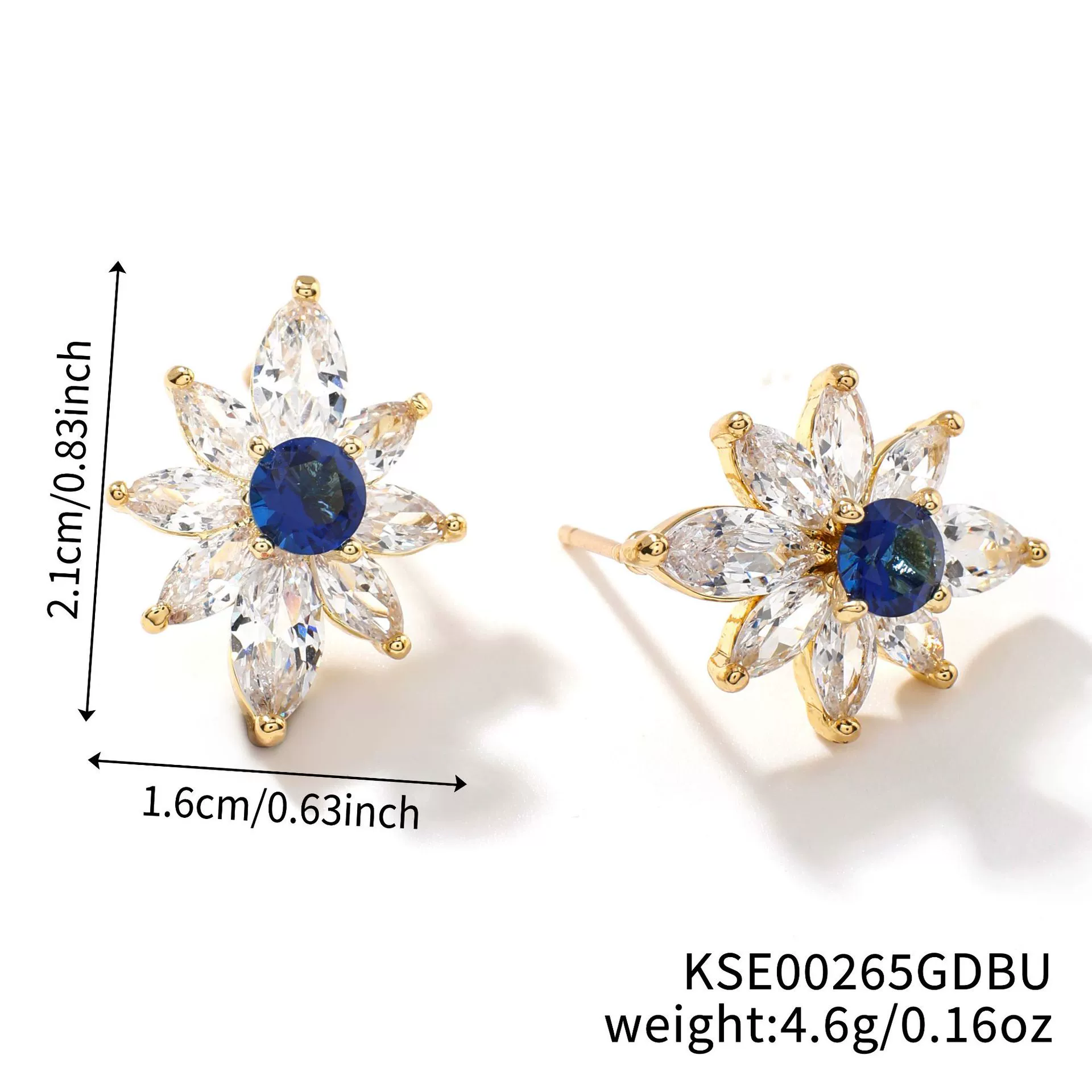 Wholesale Women's Sweet Style Copper And Glass Ear Jewelry With Colorful Zircon And Sunflower Pattern Inlaid With Diamonds And Electroplating Treatment - Image 6