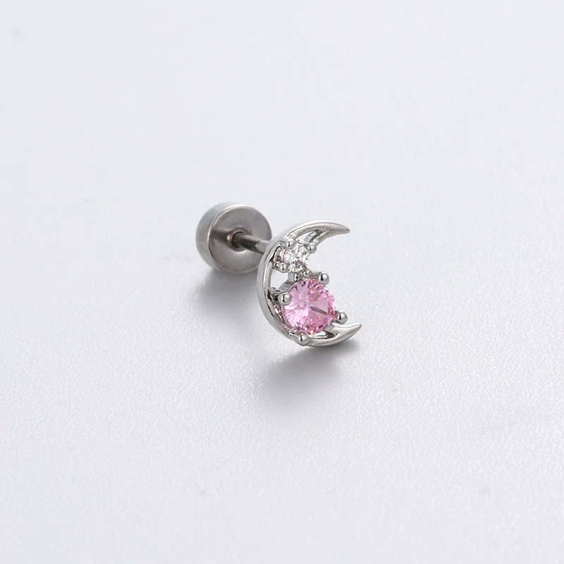 Wholesale Women's Sweet Style Titanium Steel Earrings With Pink Zircon And Heart Shape Design - Image 6