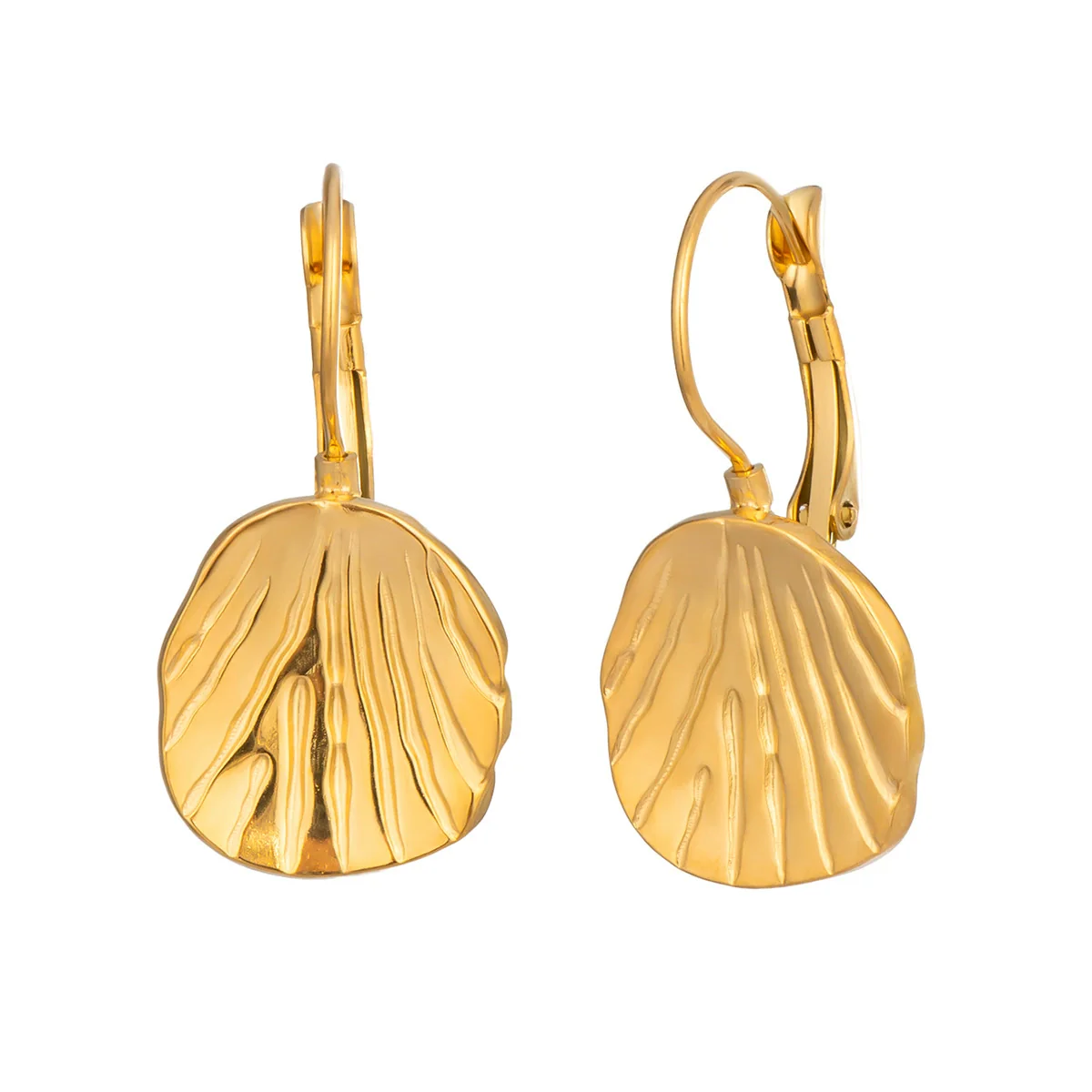 Wholesale Women's Textured Leaf Earrings Stainless Steel Pvd Furnace Vacuum Real Gold Plated Jewelry - Image 5