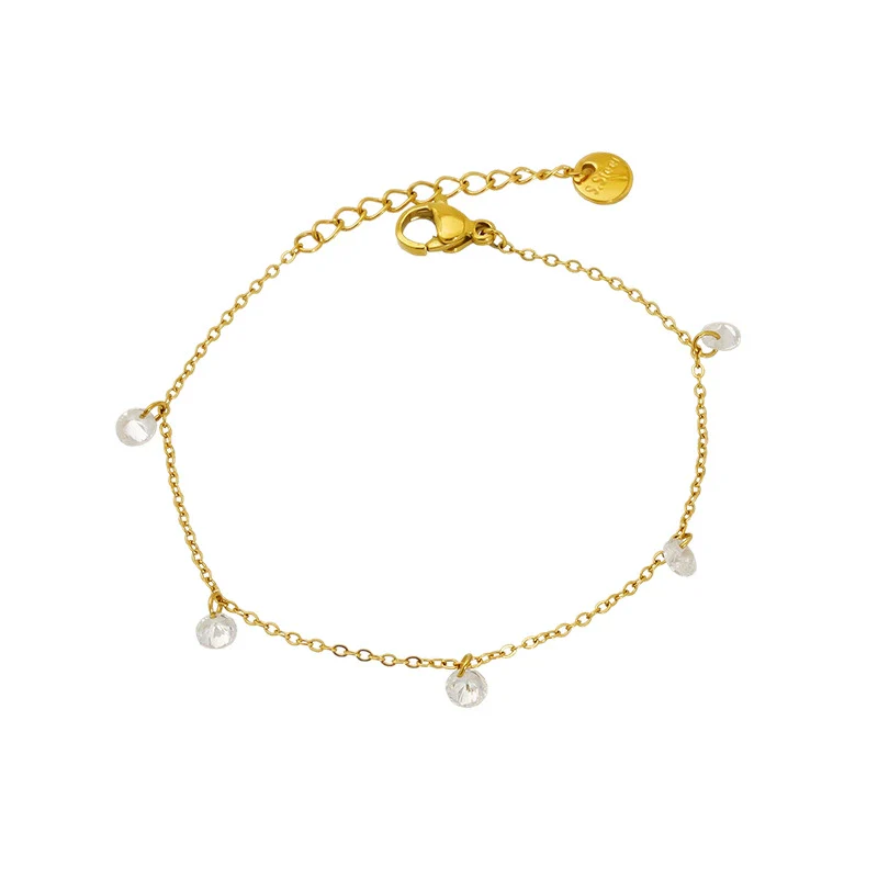 Wholesale Women's 316L Stainless Steel 18K Gold Geometric Zircon Bracelet Light Luxury Small Fresh Style - Image 5