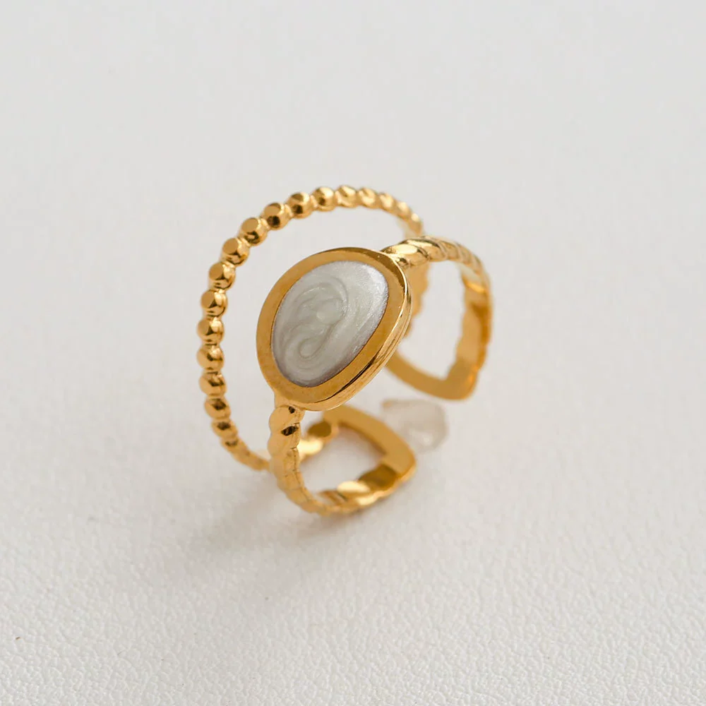 Wholesale Women's Titanium Steel Electroplated Sunflower Open Adjustable Ring - Image 11