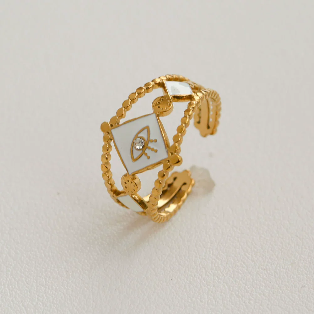 Wholesale Women's Titanium Steel Electroplated Sunflower Open Adjustable Ring - Image 14