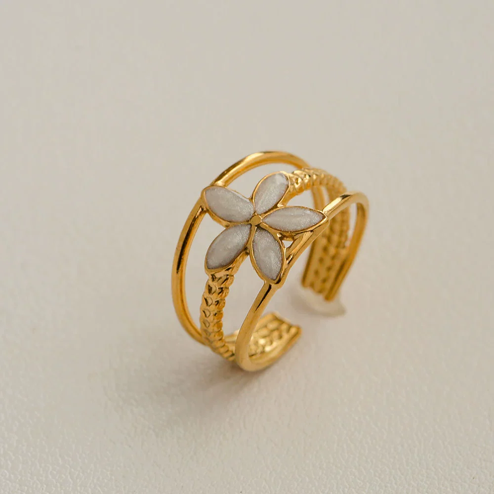 Wholesale Women's Titanium Steel Electroplated Sunflower Open Adjustable Ring - Image 34