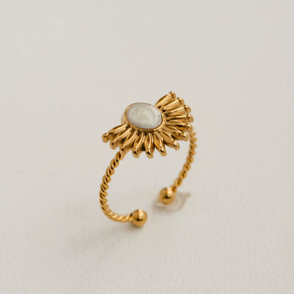 Wholesale Women's Titanium Steel Electroplated Sunflower Open Adjustable Ring - Image 36