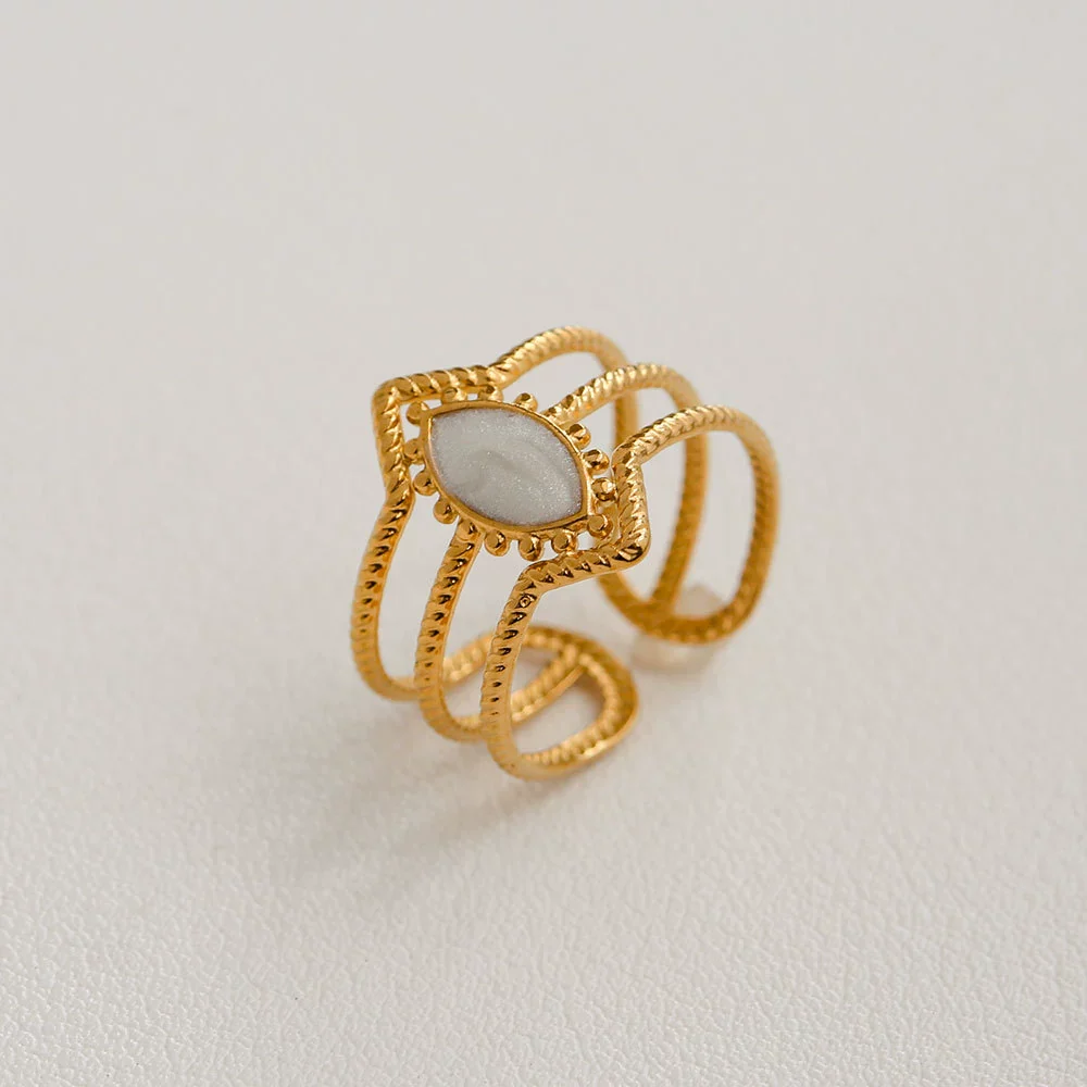 Wholesale Women's Titanium Steel Electroplated Sunflower Open Adjustable Ring - Image 8
