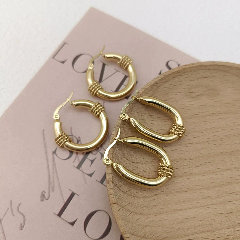 Wholesale Women's Titanium Steel Geometric Earrings Electroplated Light Luxury Antiallergic Nonfading - Image 3