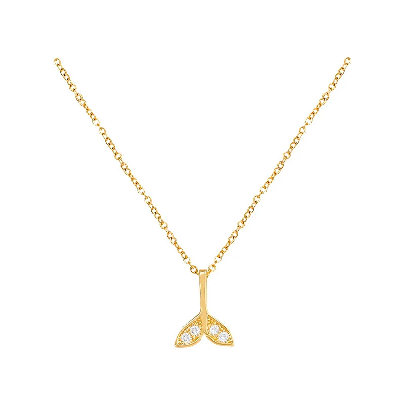 Wholesale Women's Titanium Steel Geometric Fishtail Pendant Clavicle Necklace With Microinlaid Zircon And Electroplating - Image 5