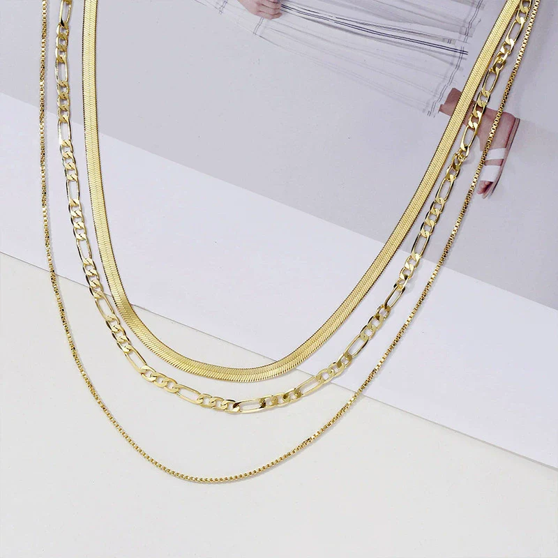 Wholesale Women's Titanium Steel Goldplated Geometric Figaro Clavicle Chain - Image 4