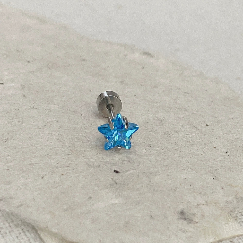 Wholesale Women's Titanium Steel Inlaid Zircon Fivepointed Star Ear Nail - Image 8