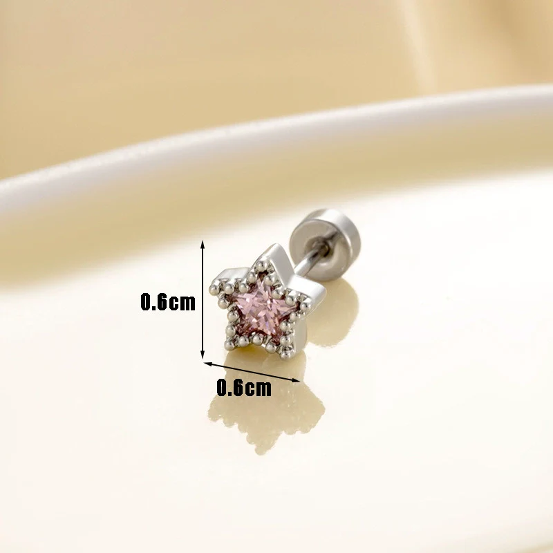 Wholesale Women's Titanium Steel Inlaid Zircon Fivepointed Star Earring - Image 3