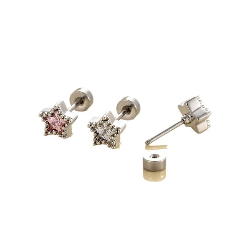 Wholesale Women's Titanium Steel Inlaid Zircon Fivepointed Star Earring - Image 5