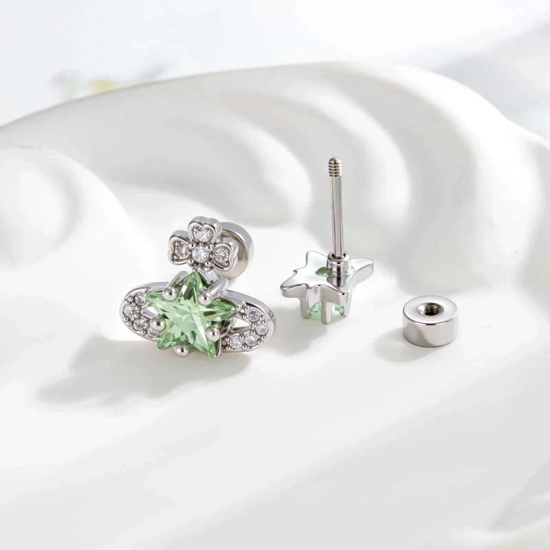 Wholesale Women's Titanium Steel Star Zircon Inlaid Ear Bone Nails - Image 2