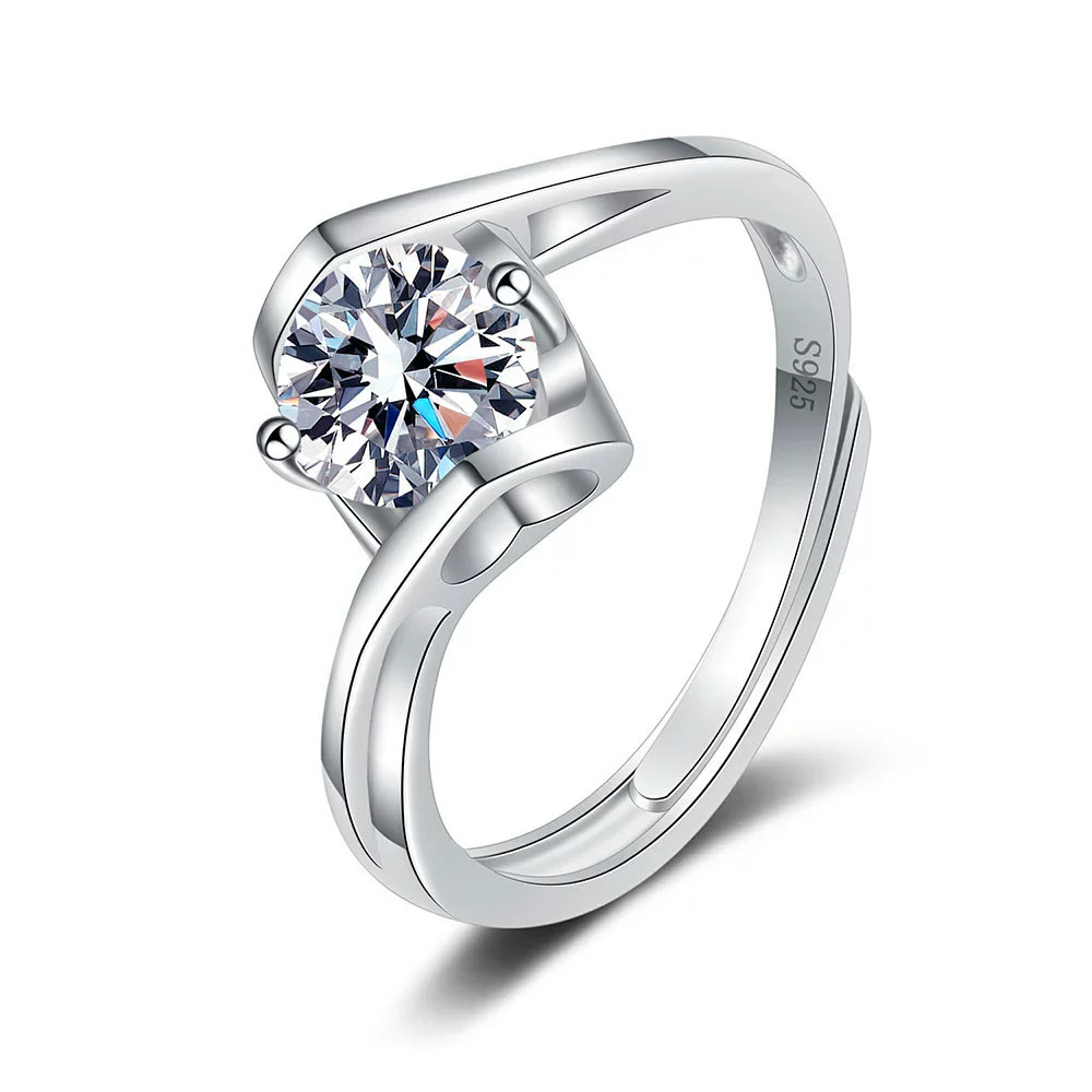 Wholesale Women's Twisted Arm Heart Moissanite Ring S925 Silver Electroplated - Image 5
